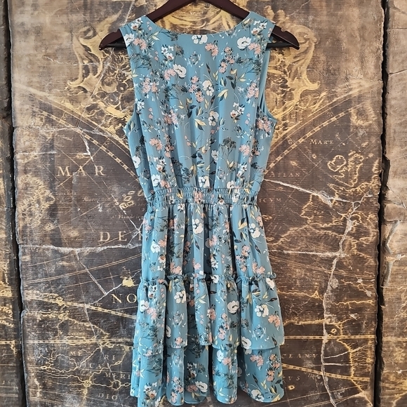 Womens Dress Size S V-Neck Teal Floral iZ Byer - Picture 5 of 5